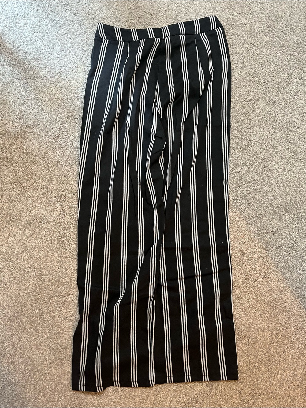 Corporate Goth Black & White Vertical Stripe High-Waist Pants, Pinstripe Size M - Picture 5 of 7